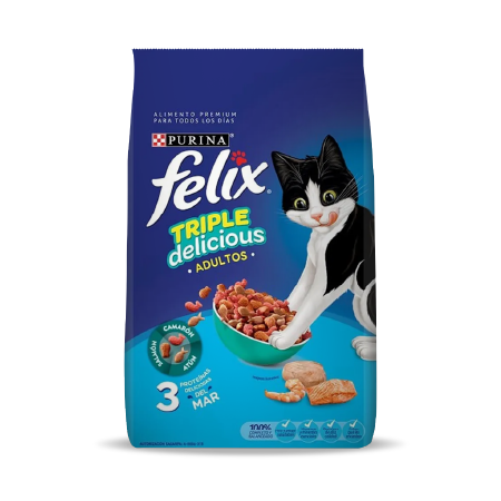 comida para gato felix triple delicious 3 proteínas 