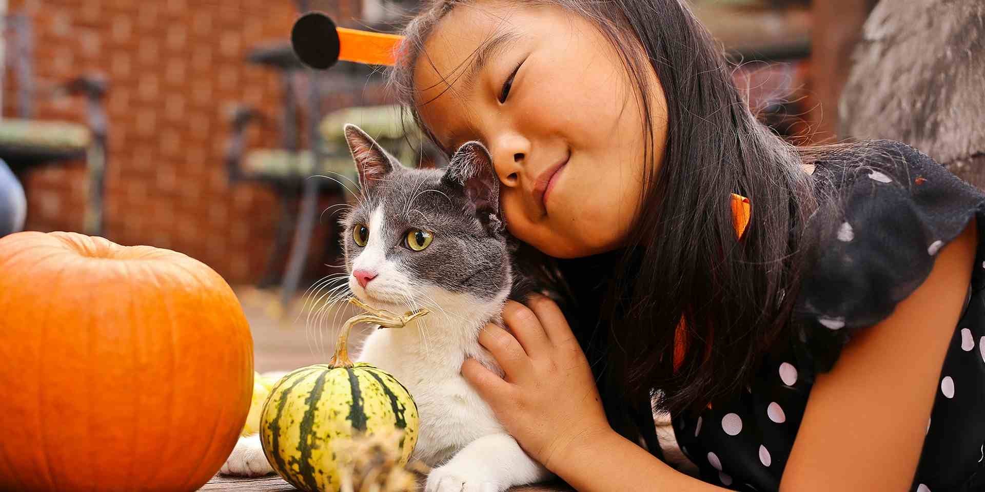 Los nombres para gatos adecuados para tu michi deben ser elegidos cuidadosamente. Niña abrazando a su minino.
