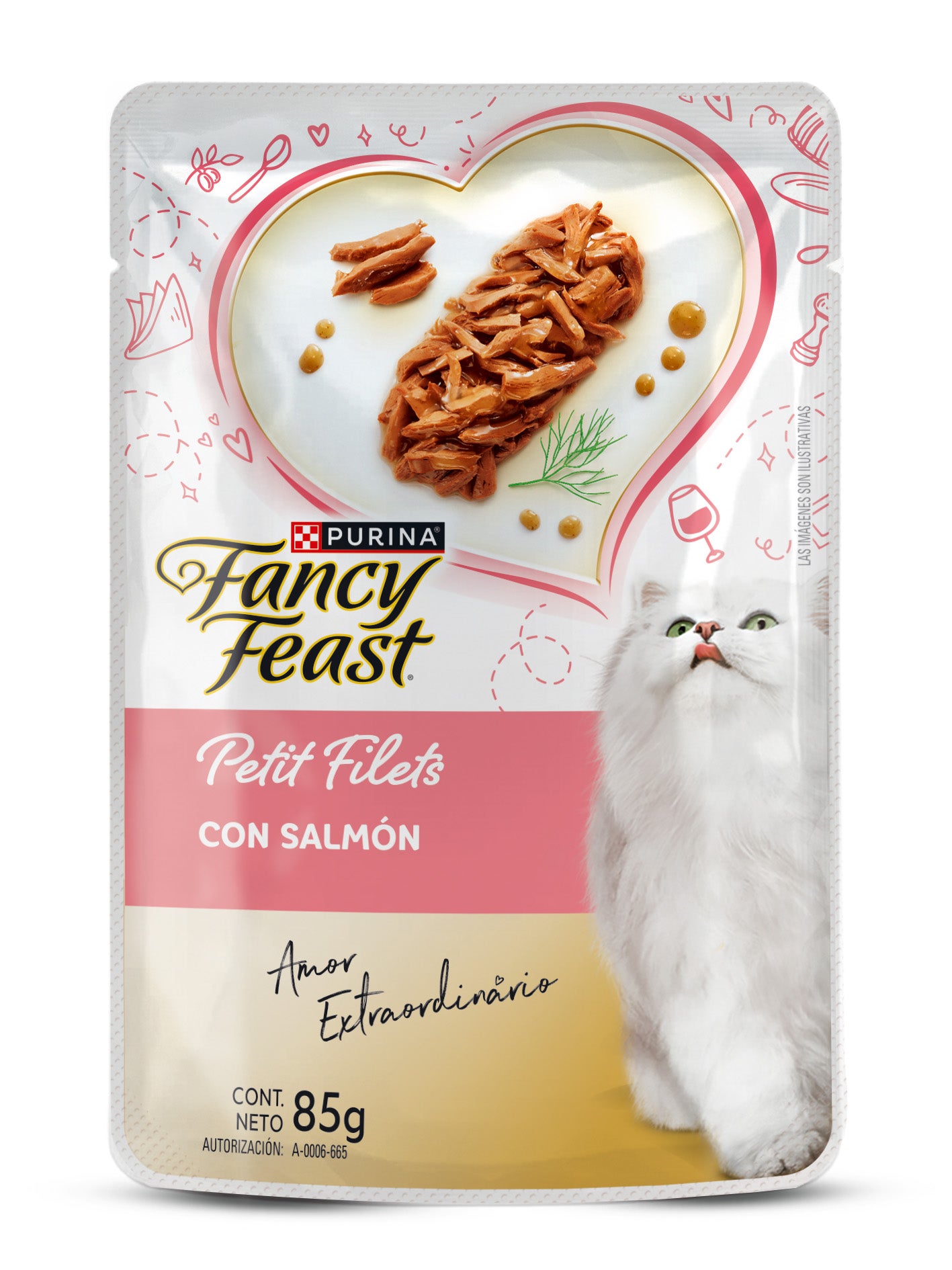 Sobre de alimento húmedo para gatos Purina Fancy Feast Petit Filets con salmón de 85 g