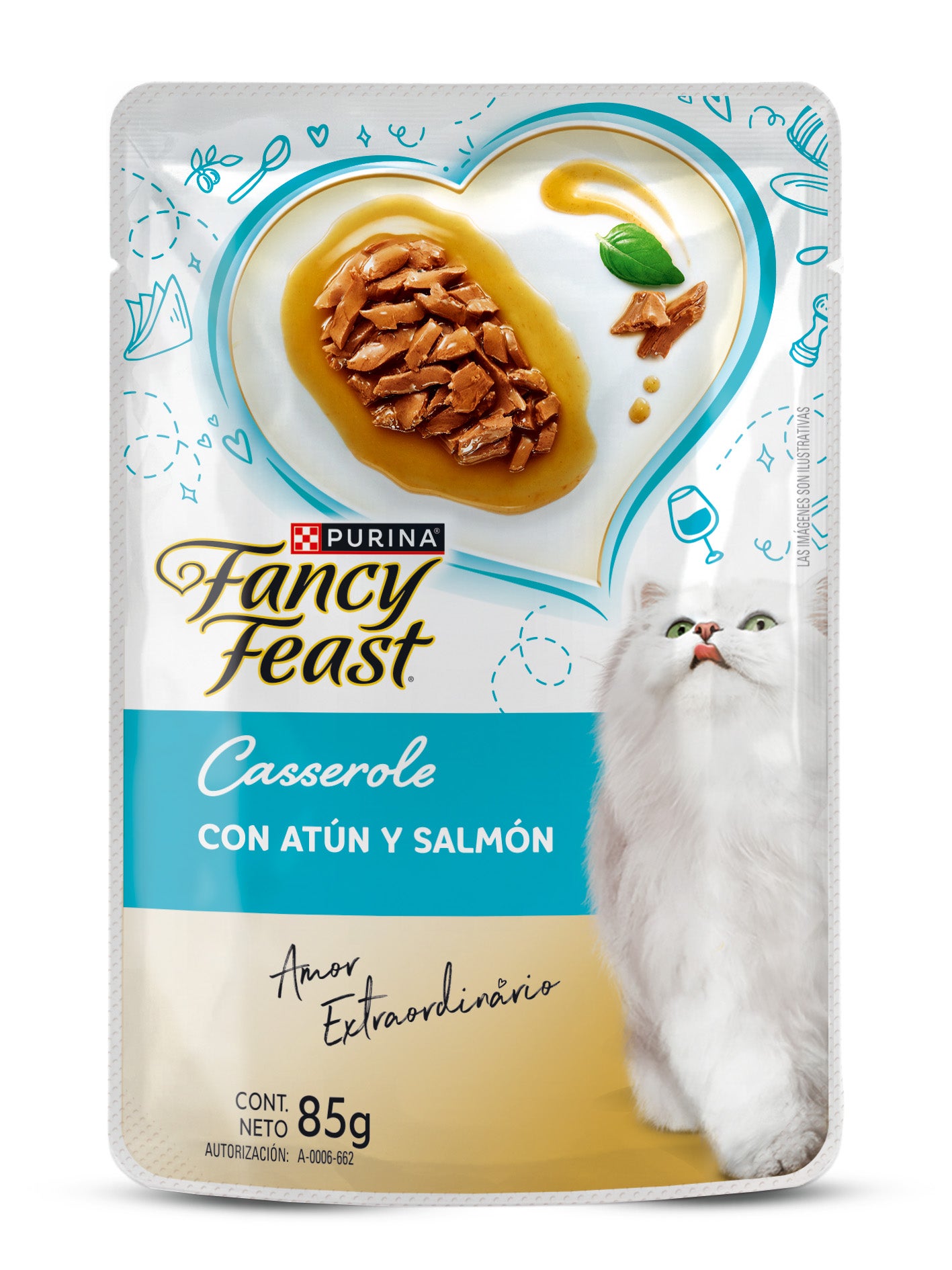 Sobre de alimento húmedo para gatos Purina Fancy Feast Casserole con atún y salmón de 85 g