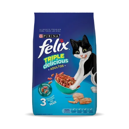 comida para gato felix triple delicious 3 proteínas 